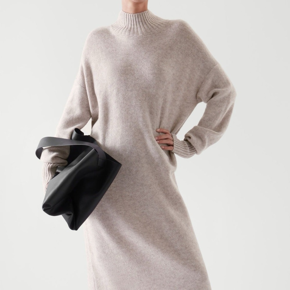 COS Longline Beige Knitted Dress (Wool)